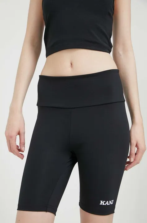 Karl Kani szorty damskie kolor czarny z aplikacją high waist