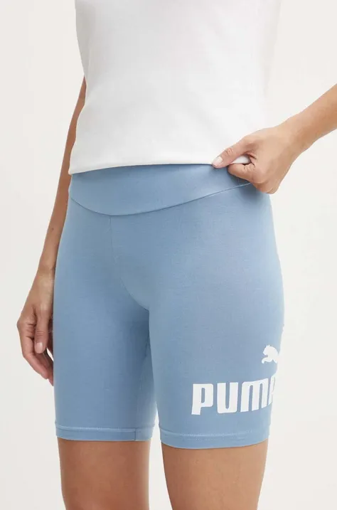 Puma pantaloni scurți femei, culoarea violet, cu imprimeu, high waist, 848347.