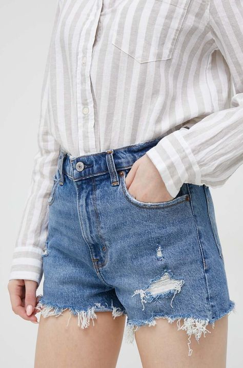 Τζιν σορτς Abercrombie & Fitch χρώμα: ναυτικό μπλε