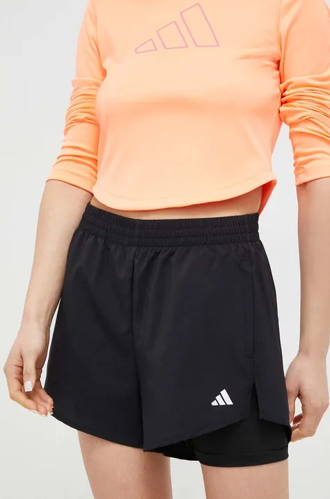 adidas Performance szorty treningowe kolor czarny gładkie high waist