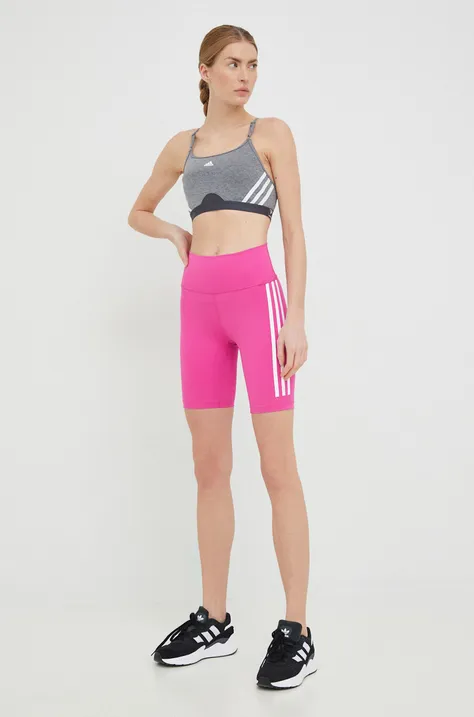 Kratke hlače za trening adidas Performance Training Icons za žene, boja: ružičasta, s tiskom, visoki struk