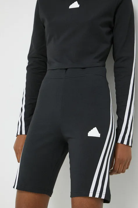 adidas rövidnadrág női, fekete, nyomott mintás, magas derekú