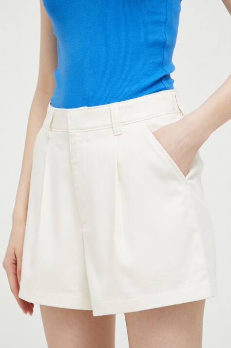 Kraťasy Hollister Co. dámské, béžová barva, hladké, high waist