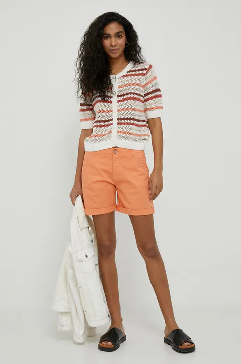 Kratke hlače Pepe Jeans Junie za žene, boja: narančasta, glatki materijal, visoki struk