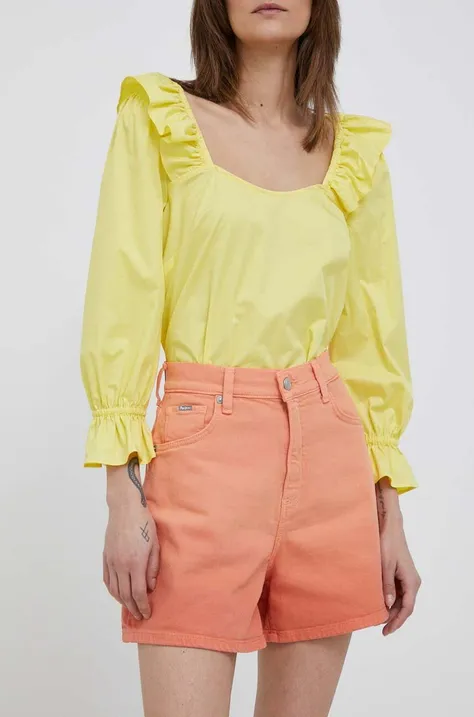Jeans kratke hlače Pepe Jeans Stella ženske, oranžna barva