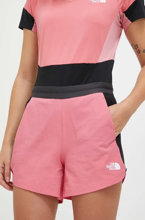 Къс панталон за спортове на открито The North Face Atlethic Outdoor в розово с десен със стандартна талия