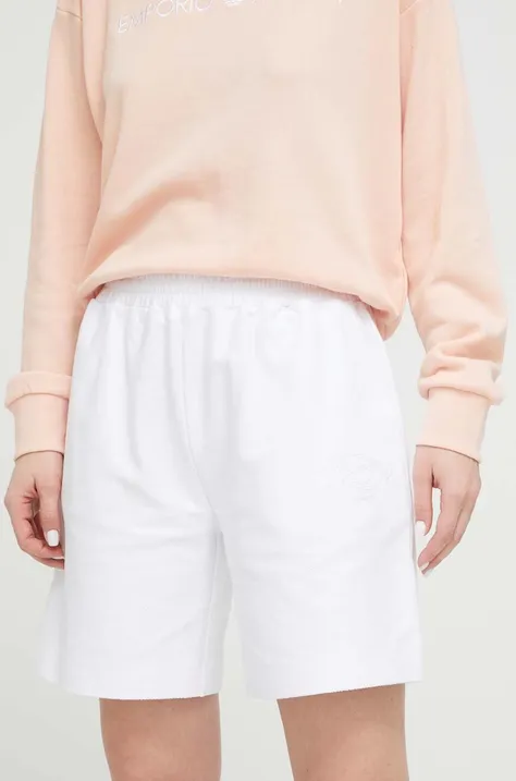 Шорты Emporio Armani Underwear женские цвет белый с принтом высокая посадка