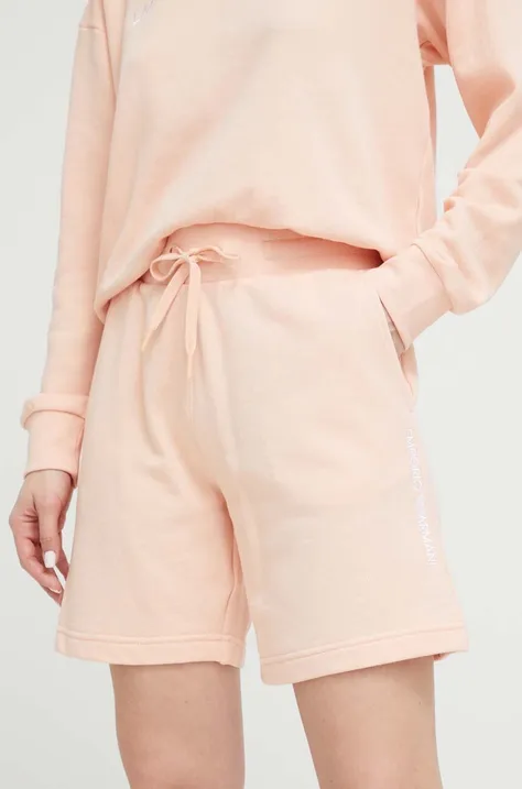 Kratke hlače Emporio Armani Underwear za žene, boja: ružičasta, s tiskom, visoki struk