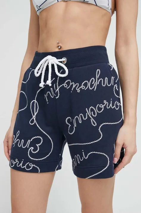 Kratke hlače za na plažo Emporio Armani Underwear ženski, mornarsko modra barva