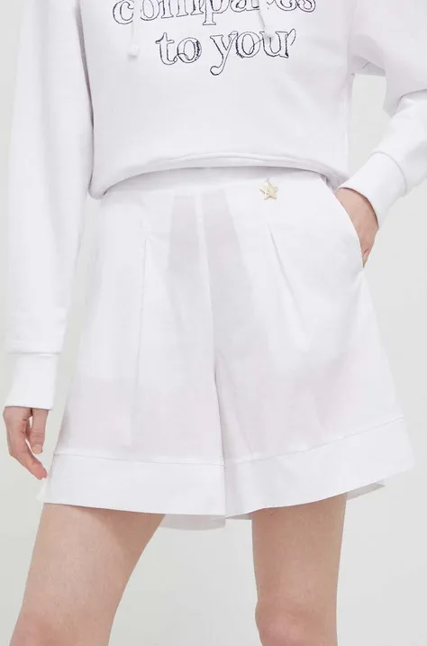 Liu Jo szorty damskie kolor biały z aplikacją high waist