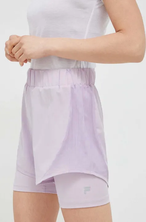 Tréningové šortky Fila Revin fialová farba, jednofarebné, vysoký pás