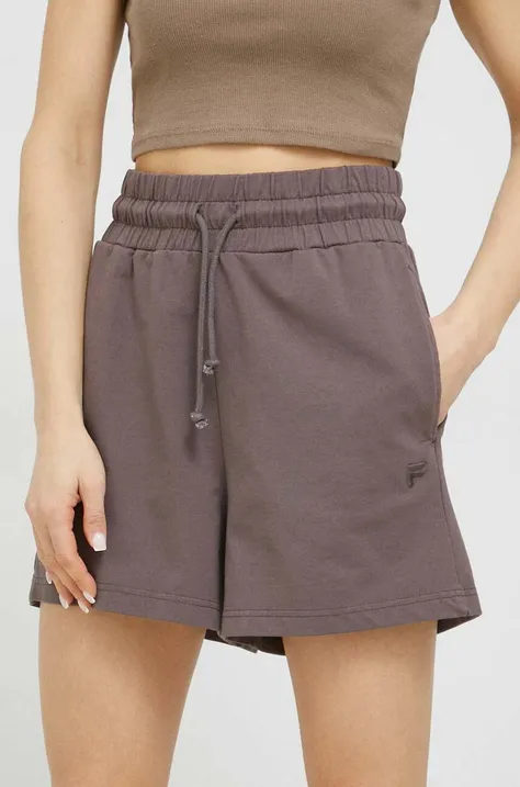 Kratke hlače Fila za žene, boja: ljubičasta, glatki materijal, visoki struk