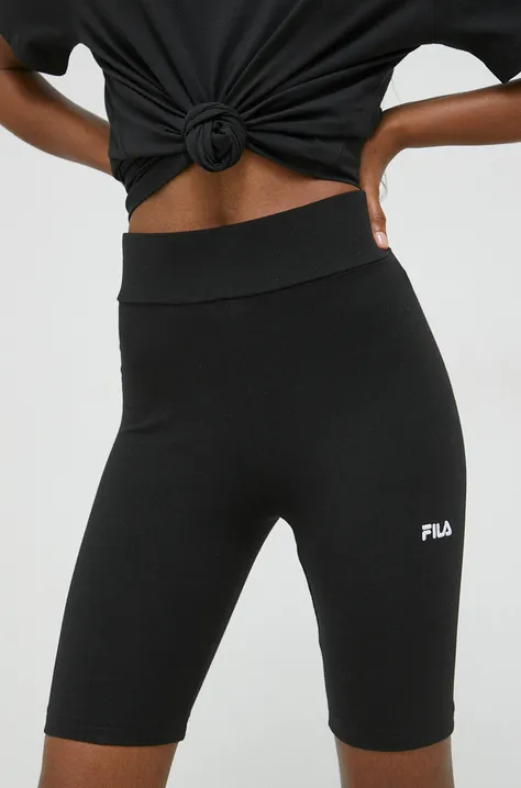 Kratke hlače Fila Buckautal za žene, boja: crna, glatki materijal, visoki struk, FAW0455
