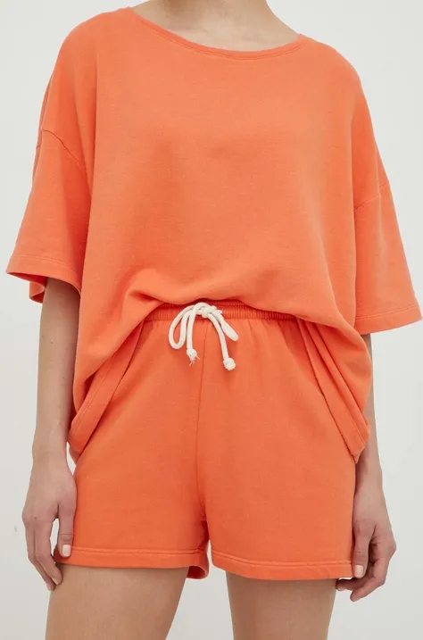 American Vintage szorty damskie kolor pomarańczowy gładkie high waist