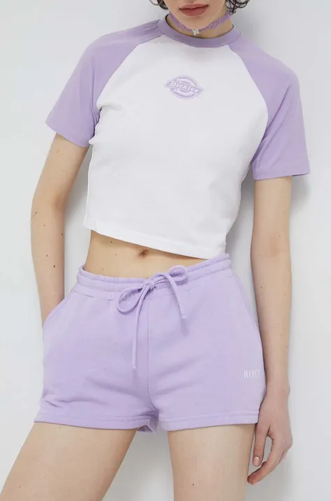 Roxy szorty damskie kolor fioletowy gładkie medium waist