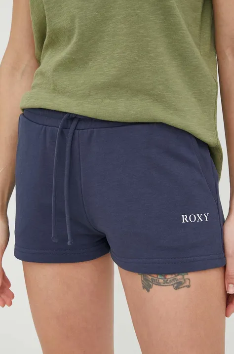 Къс панталон Roxy в синьо с изчистен дизайн със стандартна талия