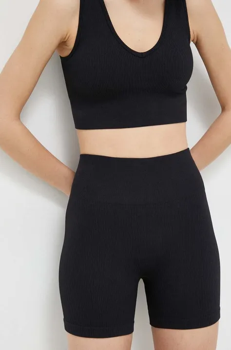 Kratke hlače za jogu Roxy Chill Out boja: crna, glatki materijal, visoki struk
