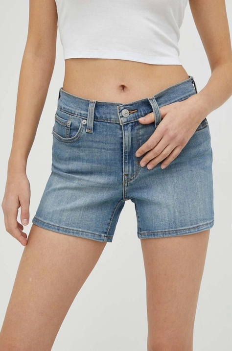 Levi's szorty jeansowe damskie kolor niebieski gładkie medium waist