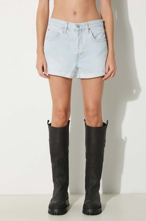 Džínové šortky Levi's dámské, hladké, high waist, 56327.0313-LightIndig