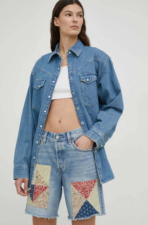 Levi's farmer rövidnadrág női, mintás, magas derekú