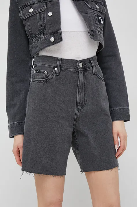 Jeans kratke hlače Calvin Klein Jeans ženski, siva barva