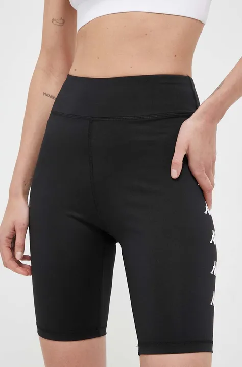 Kappa edzős rövidnadrág fekete, nyomott mintás, magas derekú