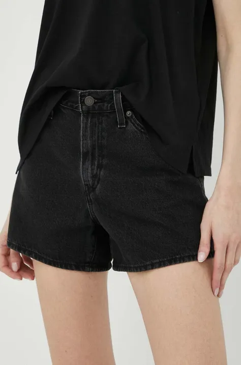Levi's szorty jeansowe damskie kolor czarny gładkie high waist