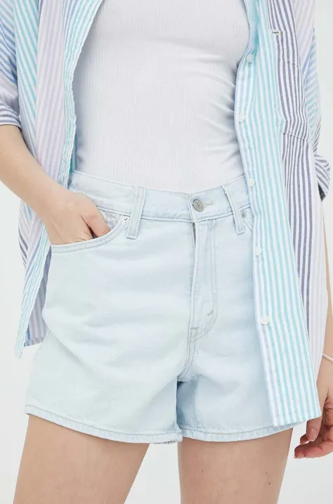 Дънкови къси панталони Levi's в синьо с изчистен дизайн с висока талия