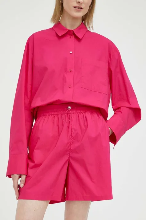 Kratke hlače Herskind Bryan za žene, boja: ružičasta, glatki materijal, visoki struk
