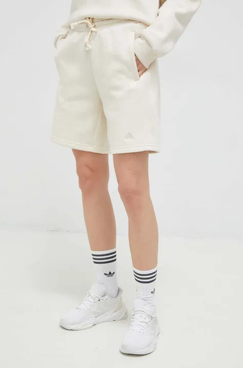 adidas rövidnadrág női, bézs, melange, magas derekú