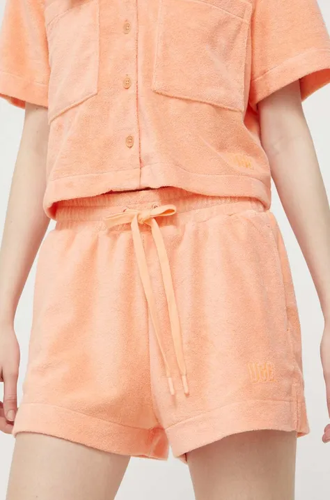 UGG szorty damskie kolor pomarańczowy gładkie high waist