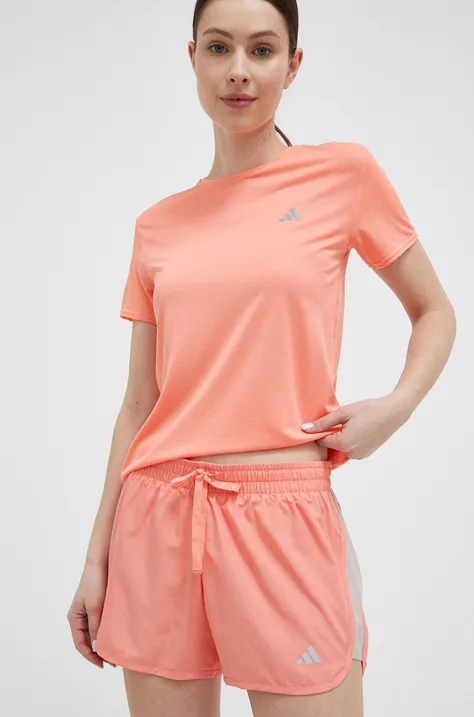 Kratke hlače za trčanje adidas Performance Run It boja: narančasta, s tiskom, srednje visoki struk