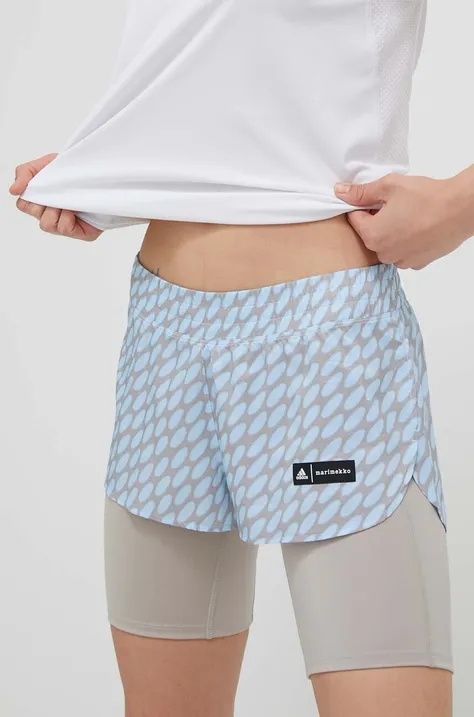 Kratke hlače za trčanje adidas Performance Marimekko Run Icons boja: siva, s uzorkom, srednje visoki struk