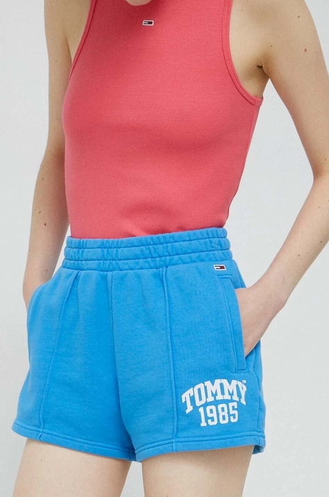 Хлопковые шорты Tommy Jeans однотонные высокая посадка