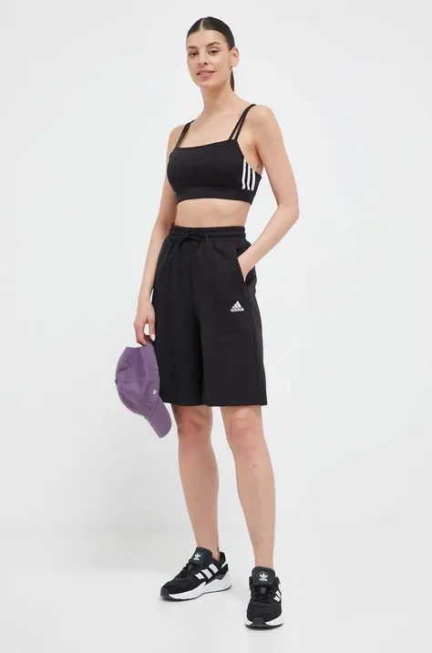adidas szorty damskie kolor czarny gładkie high waist