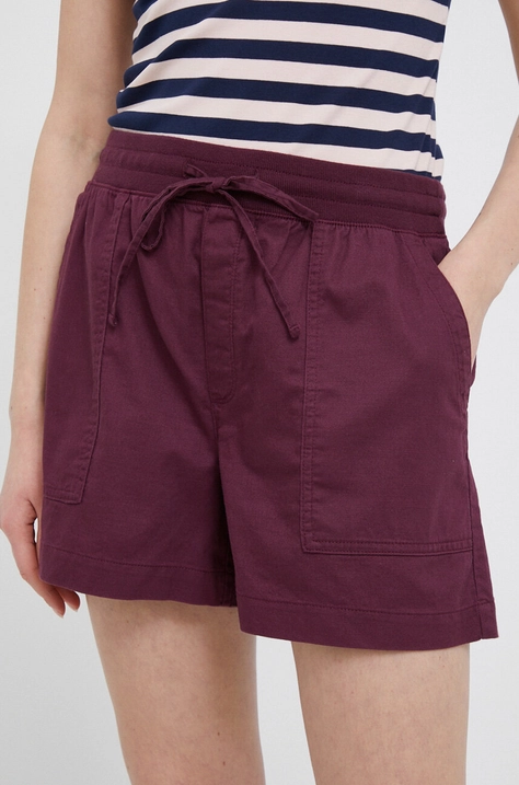 GAP pantaloni scurti din bumbac culoarea bordo, neted, high waist