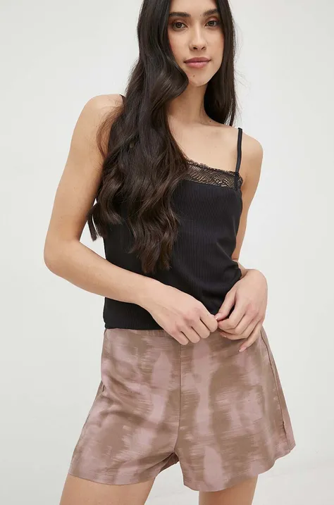 Піжамні шорти Calvin Klein Underwear жіночі колір бежевий
