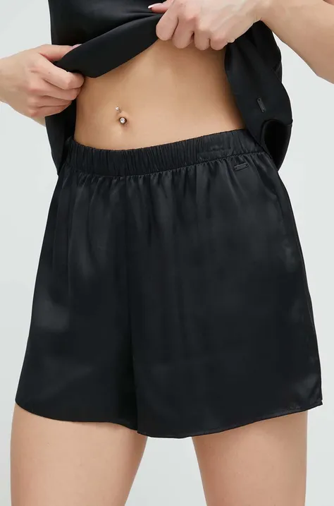 Calvin Klein Underwear szorty piżamowe jedwabne kolor czarny satynowa