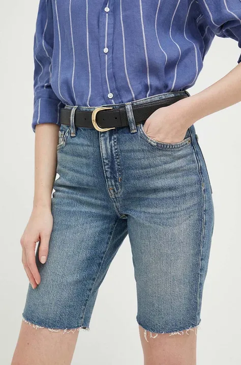 Lauren Ralph Lauren szorty jeansowe damskie kolor niebieski gładkie medium waist