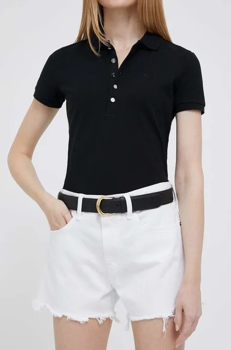 Polo Ralph Lauren szorty jeansowe damskie kolor biały gładkie high waist