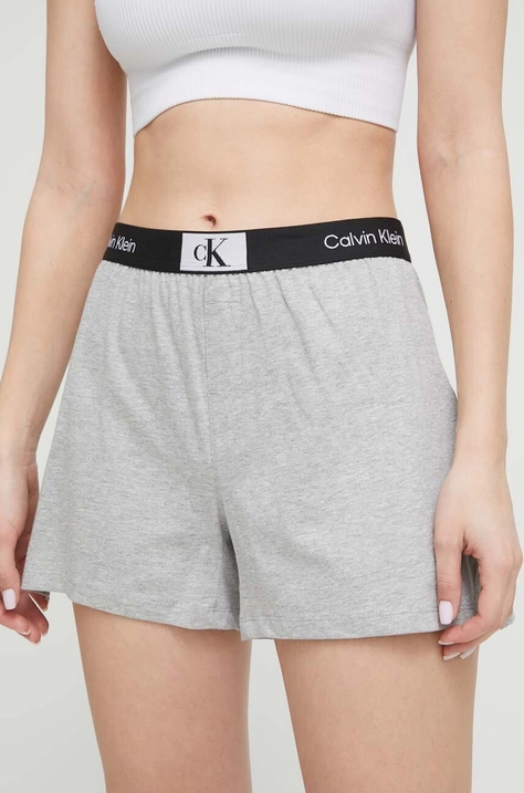 Calvin Klein Underwear szorty bawełniane lounge kolor szary z nadrukiem high waist