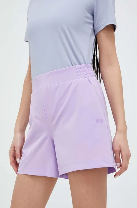 Turistické šortky Helly Hansen Thalia 2.0 fialová farba, jednofarebné, vysoký pás, 34328