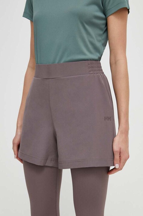 Helly Hansen pantaloni scurți outdoor Thalia 2.0 culoarea violet, neted, high waist, 34328