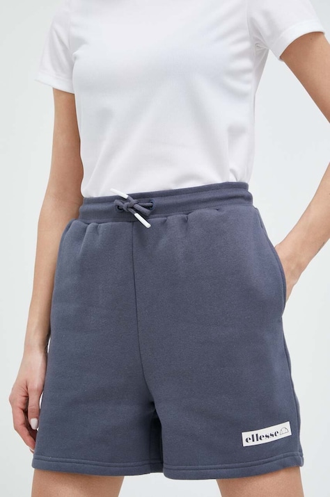 Ellesse szorty damskie kolor niebieski gładkie high waist