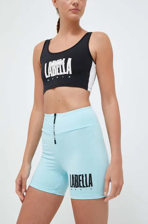 LaBellaMafia szorty treningowe Acqua kolor niebieski z nadrukiem high waist