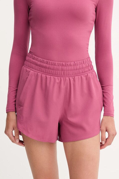 Under Armour szorty treningowe Flex kolor bordowy gładkie high waist