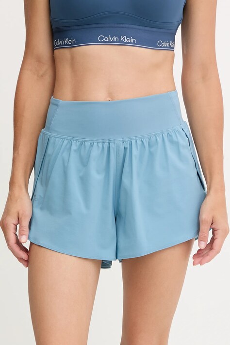 Under Armour szorty treningowe Flex kolor turkusowy gładkie high waist 1376936