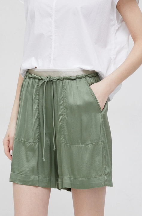 Deha pantaloni scurti femei, culoarea verde, modelator, high waist