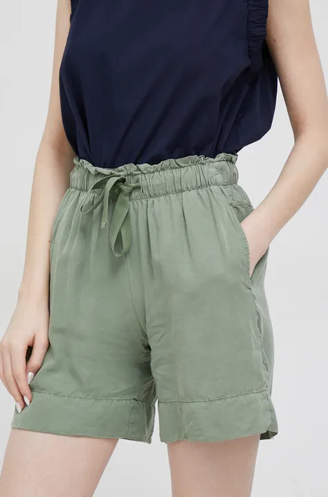 Kratke hlače Deha za žene, boja: zelena, glatki materijal, srednje visoki struk