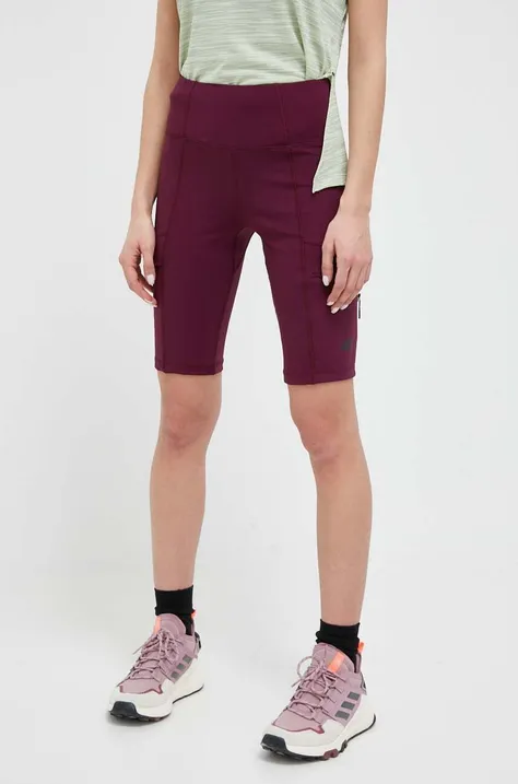 Športové krátke nohavice 4F dámske, fialová farba, jednofarebné, vysoký pás